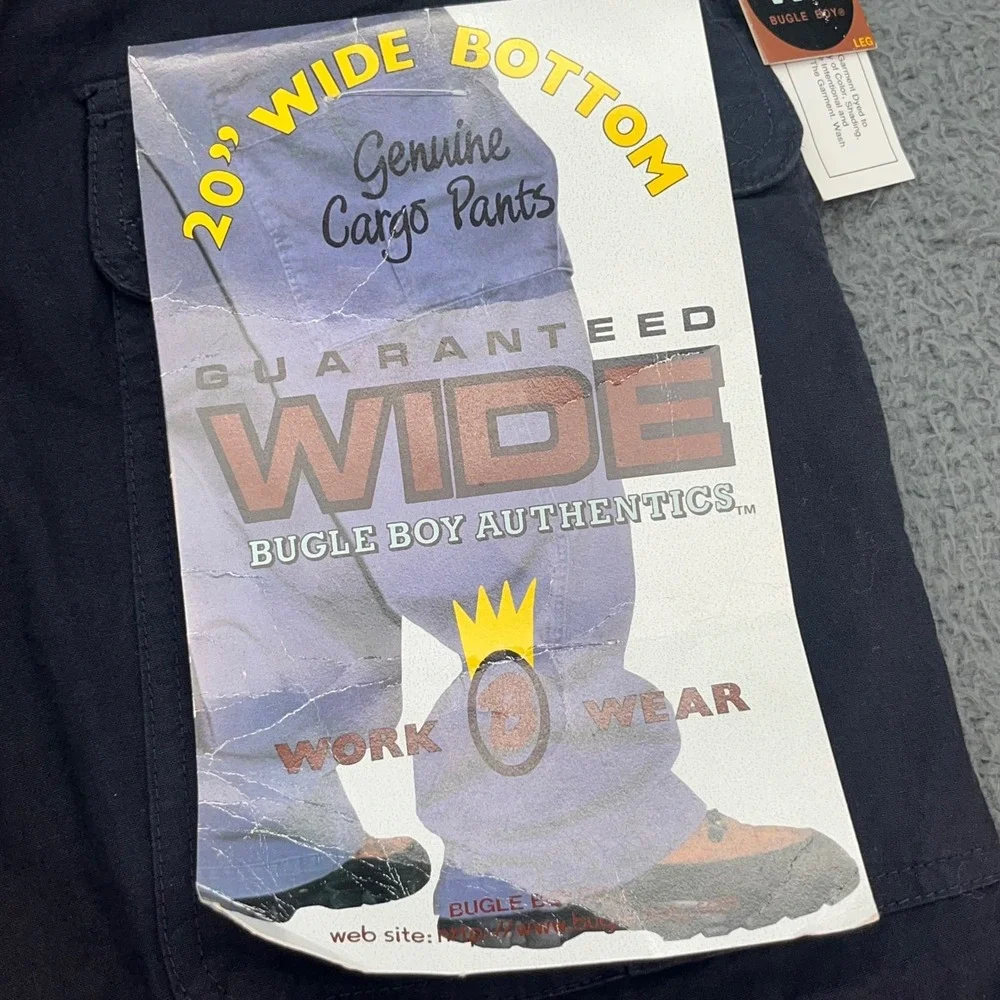 Bugle Boy Authentics Mens Cargo Pants Black Genuine Work Wear Size‎ 32W 34L NOS